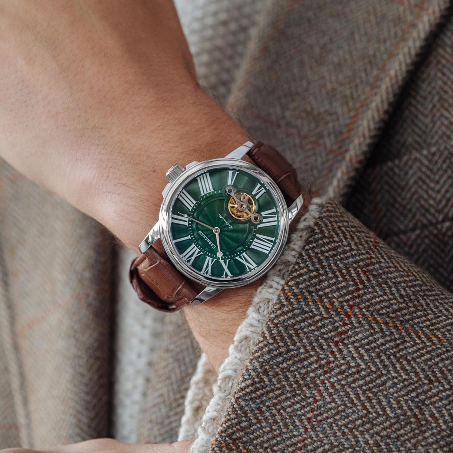 Earnshaw MARYLEBONE Automatic Green Round Dial Men's Watch - ES-8196-04