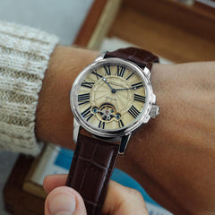 Earnshaw MARYLEBONE Automatic Cream Round Dial Men's Watch - ES-8196-05