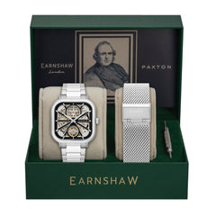 Earnshaw Paxton Automatic Skeleton 70 Hours Power Reserve Black Square Dial Men's Watch(Additional Strap) - ES-8211-11