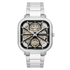 Earnshaw Paxton Automatic Skeleton 70 Hours Power Reserve Black Square Dial Men's Watch(Additional Strap) - ES-8211-11