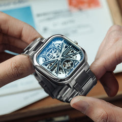 Earnshaw Paxton Automatic Skeleton 70 Hours Power Reserve Black Square Dial Men's Watch(Additional Strap) - ES-8211-11