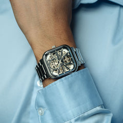 Earnshaw Paxton Automatic Skeleton 70 Hours Power Reserve Black Square Dial Men's Watch(Additional Strap) - ES-8211-11