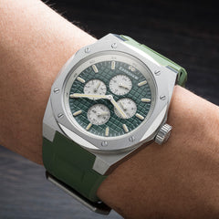 Earnshaw Bessemer Calendar Multifunction Green Round Luminous Hands Dial Men's Watch - ES-8253-02