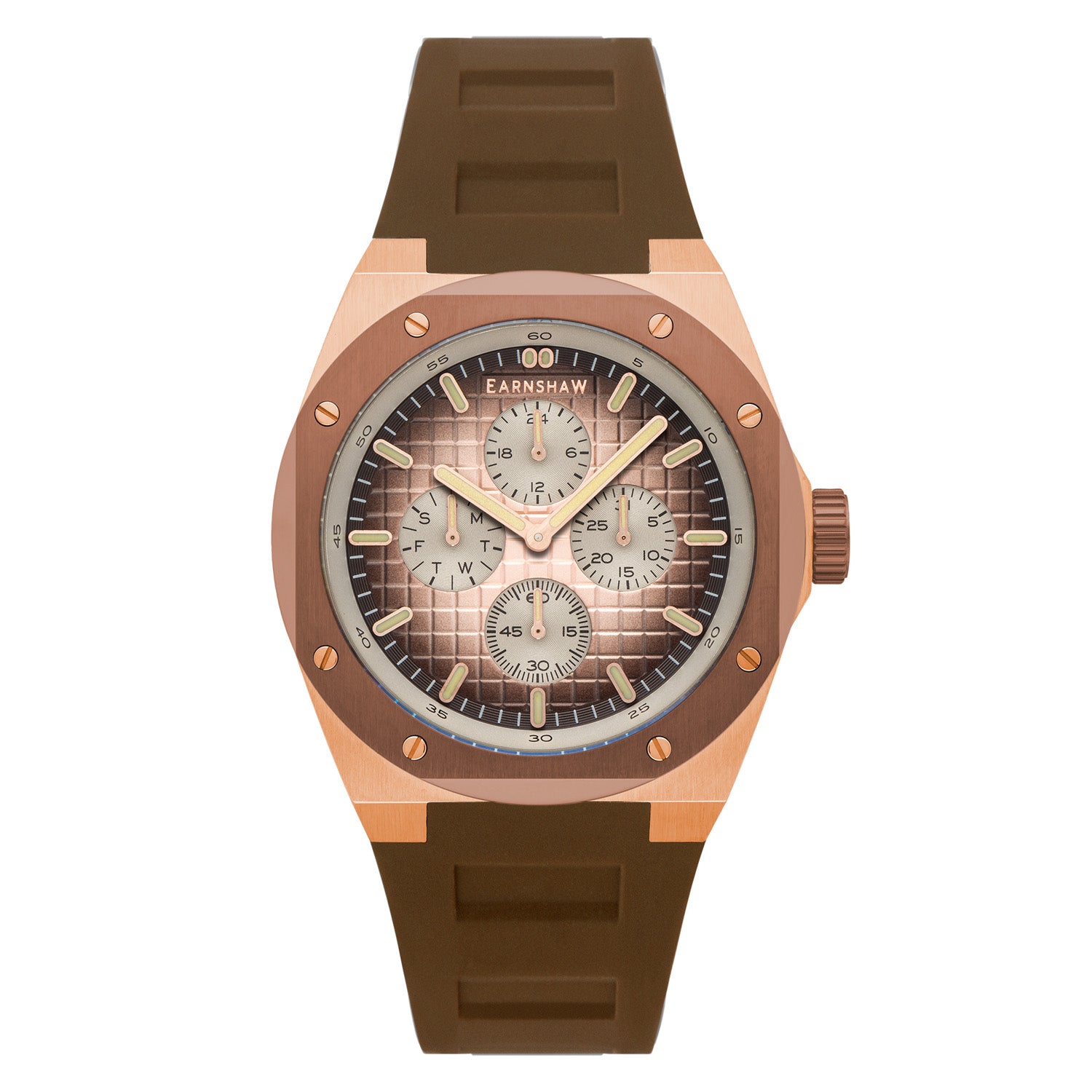 Earnshaw Bessemer Calendar Multifunction Brown Round Luminous Hands Dial Men's Watch - ES-8253-03