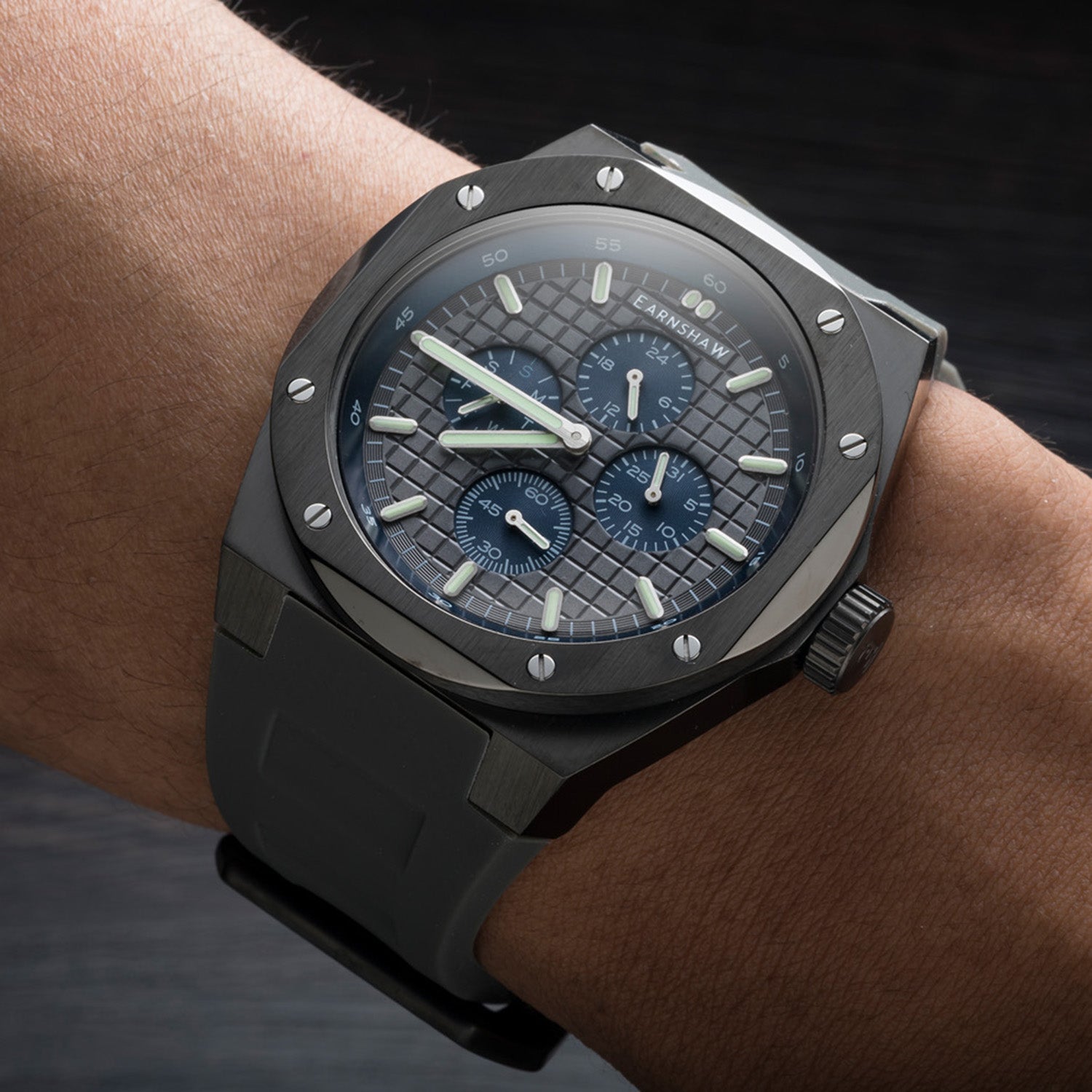 Earnshaw Bessemer Calendar Multifunction Grey Round Luminous Hands Dial Men's Watch - ES-8253-04