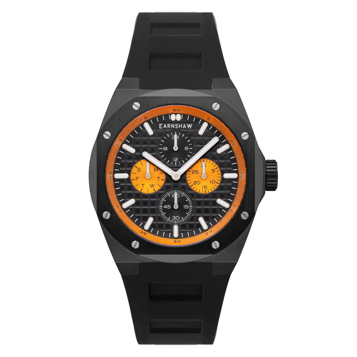 Earnshaw Bessemer Calendar Multifunction Black Round Luminous Hands Dial Men's Watch - ES-8253-05