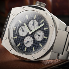 Earnshaw Bessemer Calendar Multifunction Blue Round Luminous Hands Dial Men's Watch - ES-8253-33