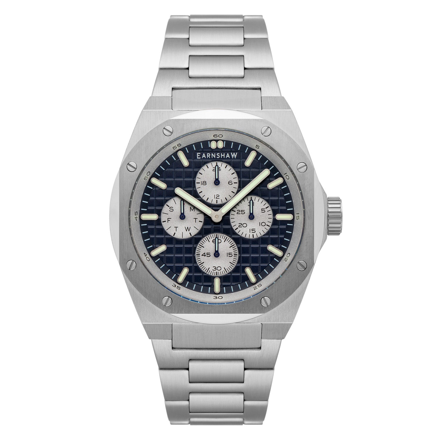 Earnshaw Bessemer Calendar Multifunction Blue Round Luminous Hands Dial Men's Watch - ES-8253-33