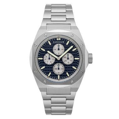 Earnshaw Bessemer Calendar Multifunction Blue Round Luminous Hands Dial Men's Watch - ES-8253-33