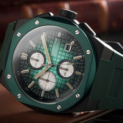 Earnshaw Bessemer Chronograph Green Round Luminous Hands Dial Men's Watch - ES-8254-01