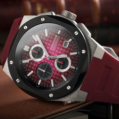 Earnshaw Bessemer Chronograph Red Round Luminous Hands Dial Men's Watch - ES-8254-02