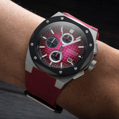 Earnshaw Bessemer Chronograph Red Round Luminous Hands Dial Men's Watch - ES-8254-02