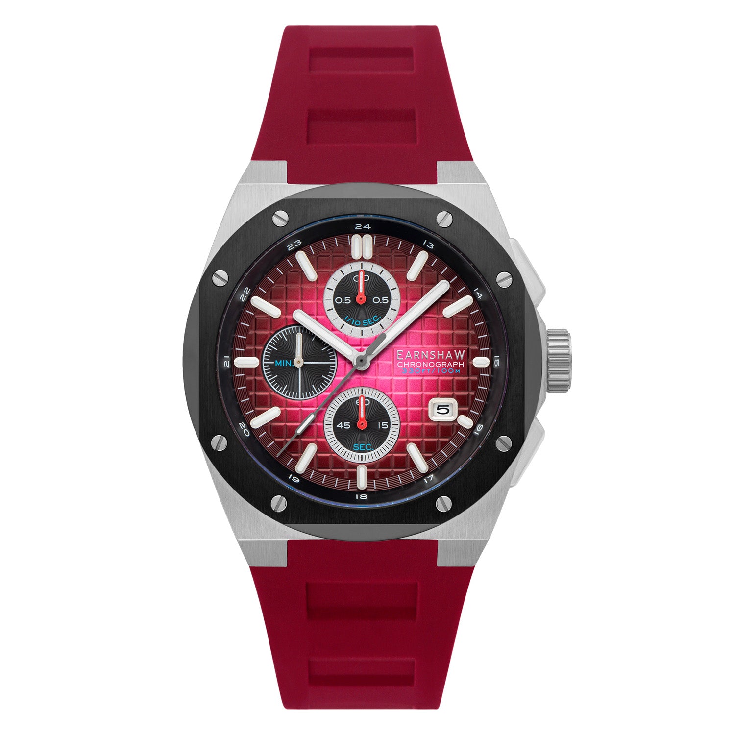 Earnshaw Bessemer Chronograph Red Round Luminous Hands Dial Men's Watch - ES-8254-02