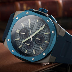 Earnshaw Bessemer Chronograph Blue Round Luminous Hands Dial Men's Watch - ES-8254-03