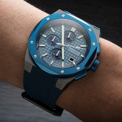 Earnshaw Bessemer Chronograph Blue Round Luminous Hands Dial Men's Watch - ES-8254-03