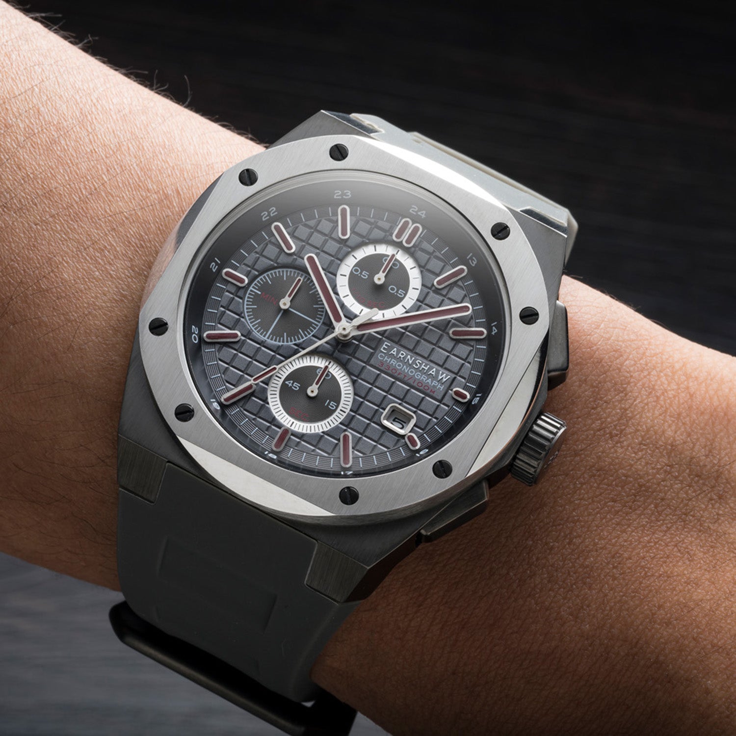 Earnshaw Bessemer Chronograph Grey Round Luminous Hands Dial Men's Watch - ES-8254-04