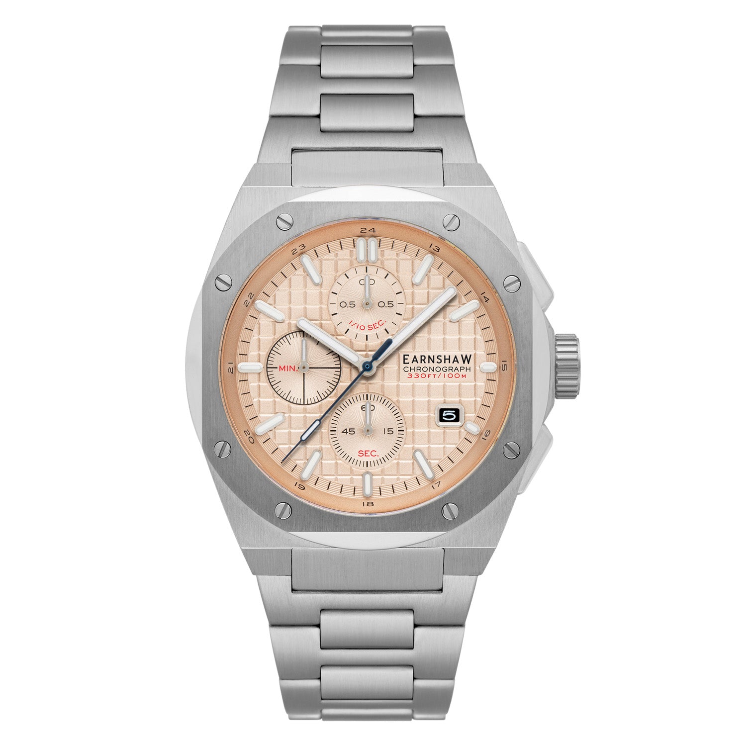 Earnshaw Bessemer Chronograph Rose Gold Round Luminous Hands Dial Men's Watch - ES-8254-33
