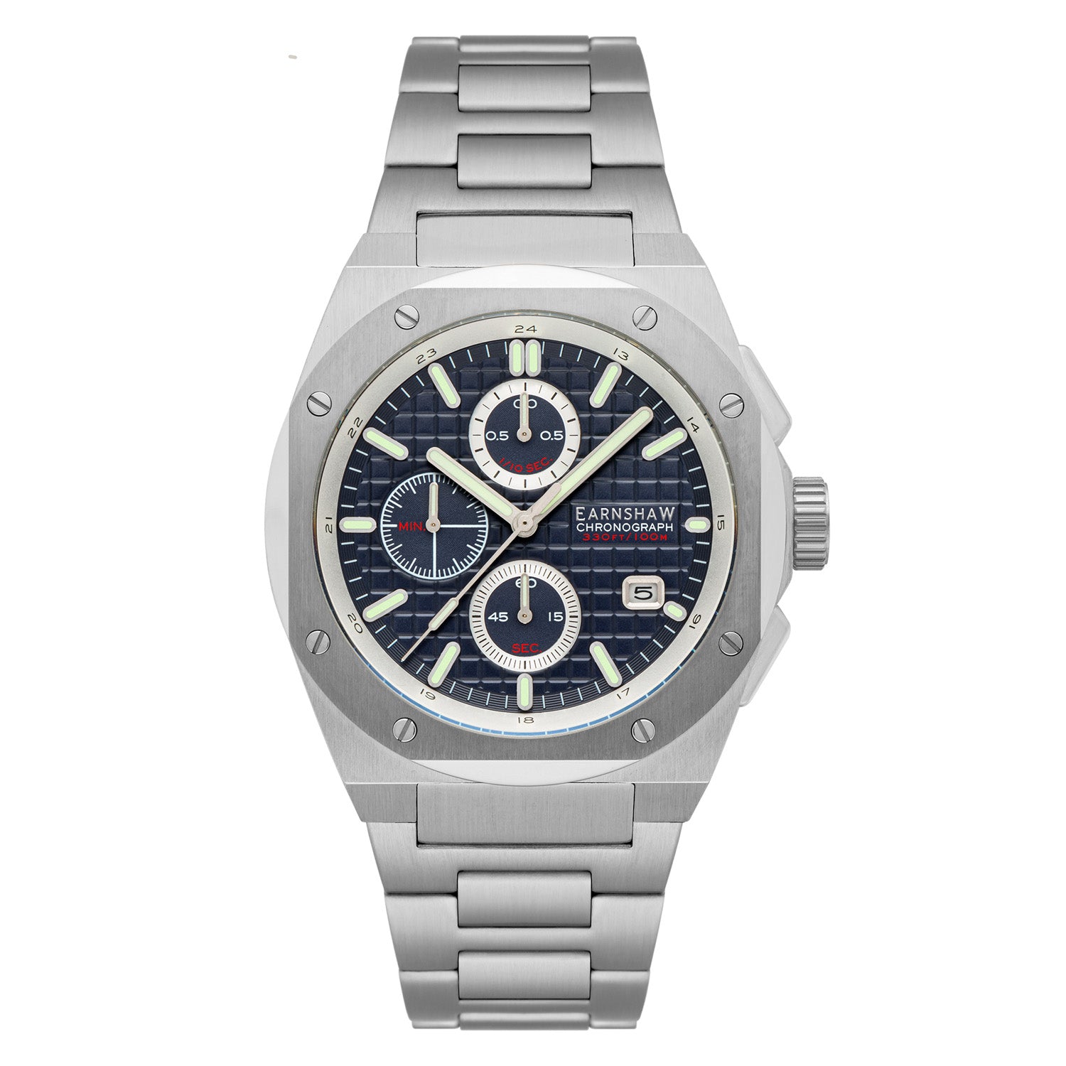 Earnshaw Bessemer Chronograph Blue Round Luminous Hands Dial Men's Watch - ES-8254-44