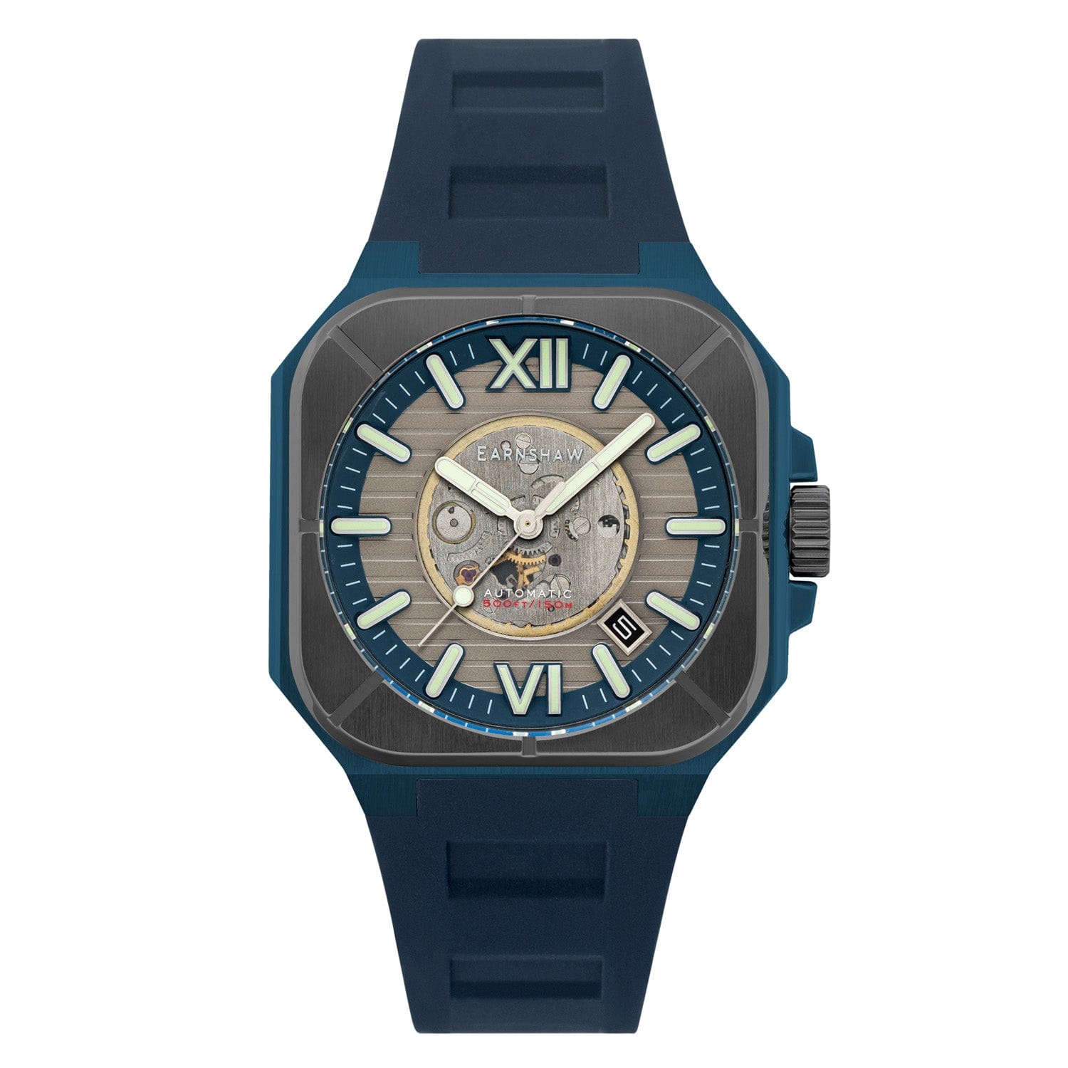 Earnshaw Armoury Automatic Skeleton Grey Square Luminous Hands Dial Men's Watch - ES-8258-04