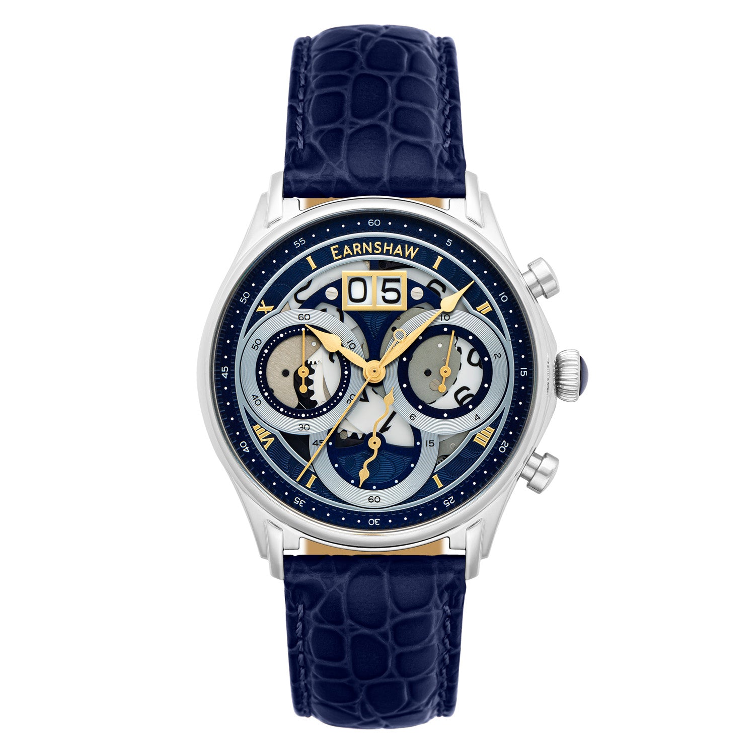 Earnshaw Nasmyth Grande Date Chronograph Blue Round Dial Men's Watch - ES-8260-03