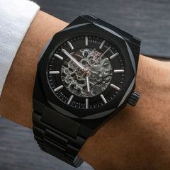 Earnshaw Fowler Skeleton Automatic Black Round 20 Jewels Dial Men's Watch - ES-8263-55