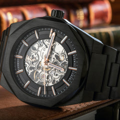 Earnshaw Fowler Skeleton Automatic Black Round 20 Jewels Dial Men's Watch - ES-8263-55