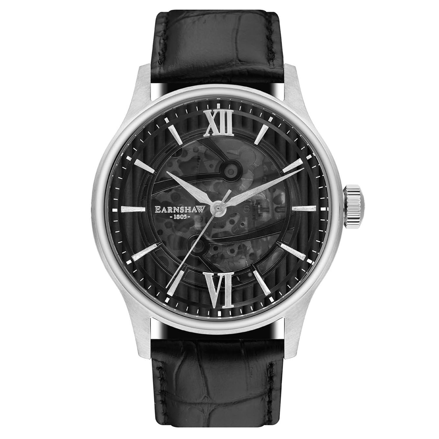 Earnshaw BAUER Automatic Black Round Dial Men's Watch - ES-8801-01