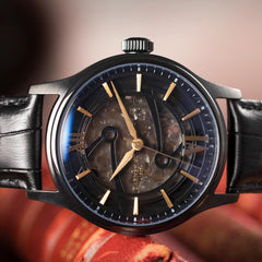 Earnshaw BAUER Skeleton Automatic Black Round Dial Men's Watch -  ES-8801-04