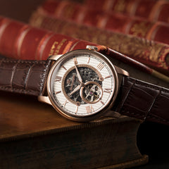 EARNSHAW BAUER Automatic Skeleton Silver Round Dial Men's Watch- ES-8802-04