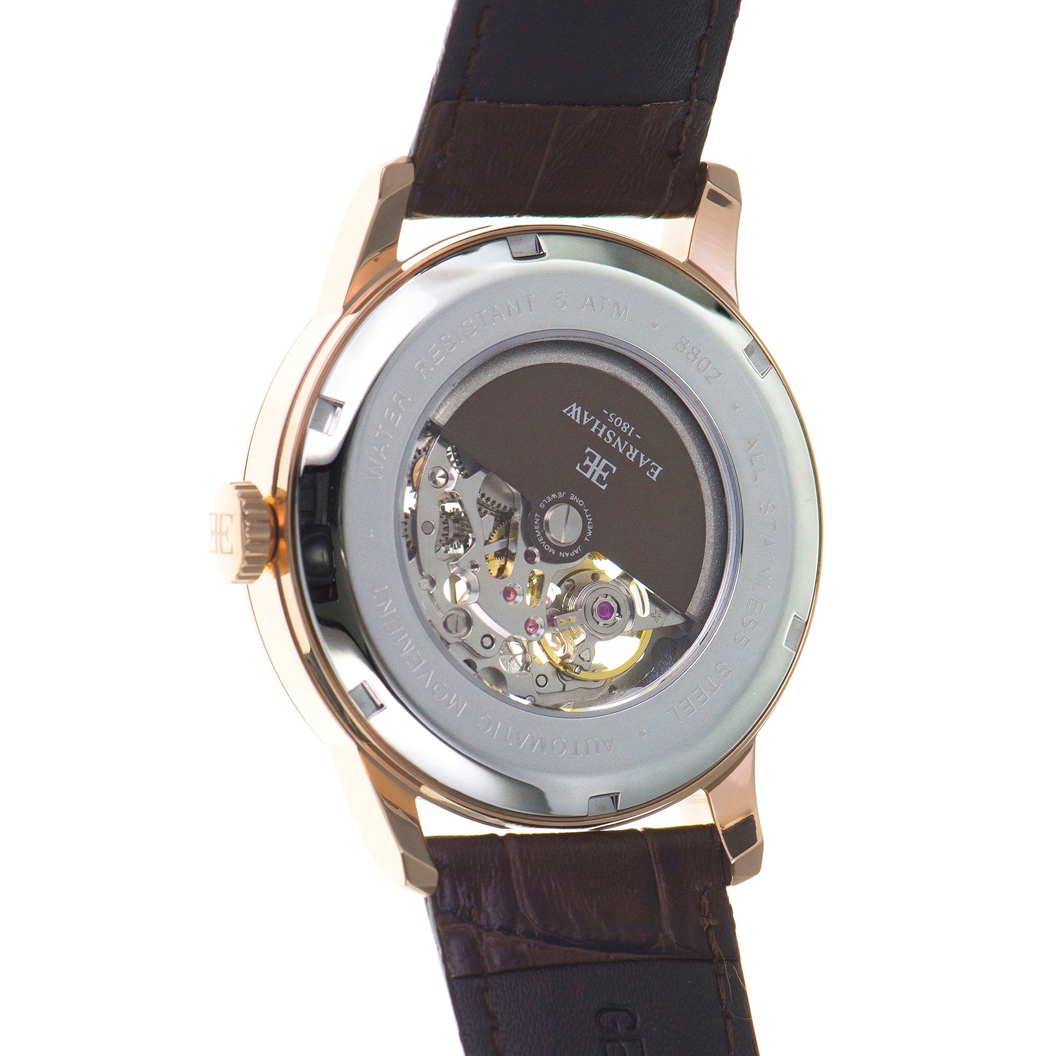 EARNSHAW BAUER Automatic Skeleton Silver Round Dial Men's Watch- ES-8802-04