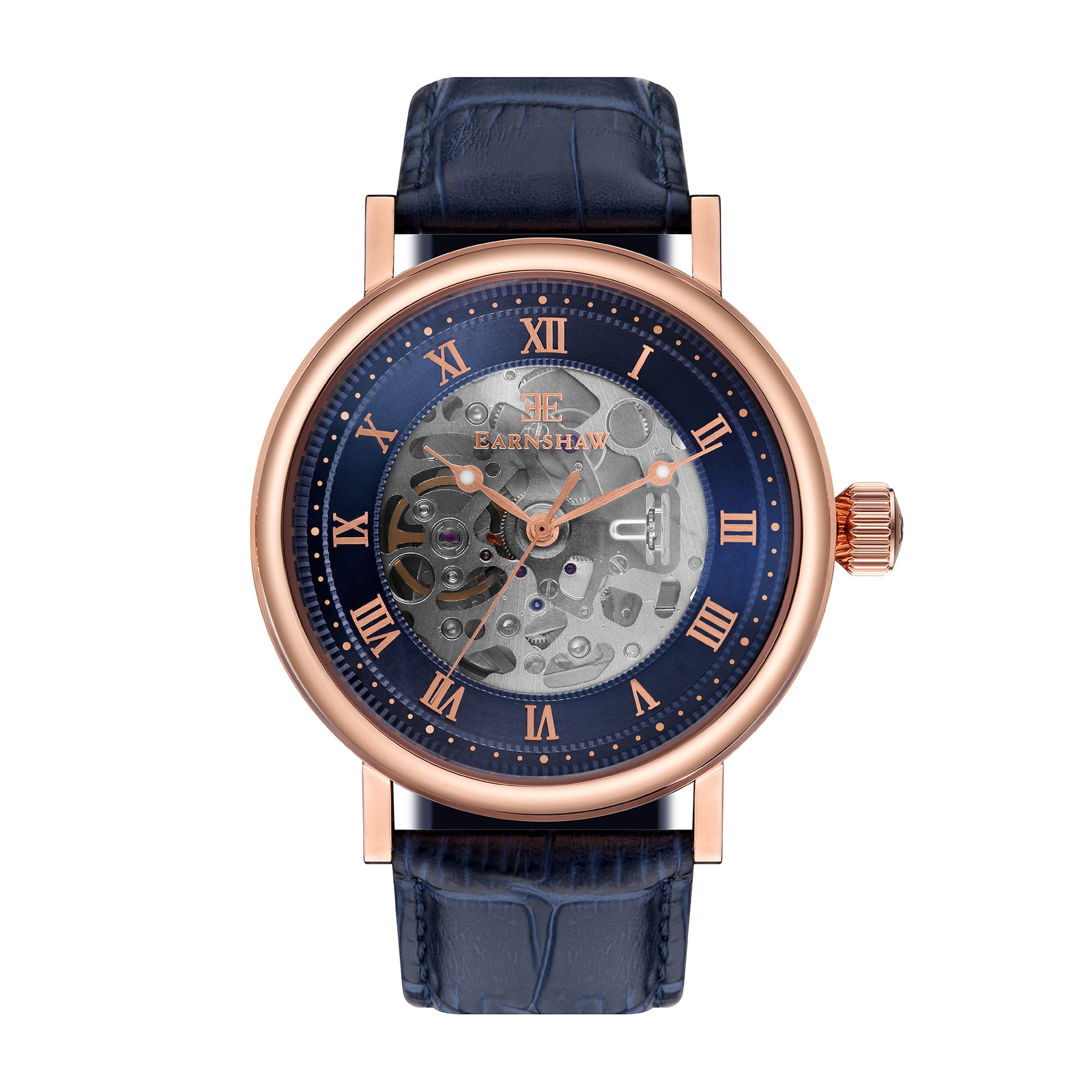 EARNSHAW BEAUFORT Automatic Skeleton Blue Round Dial Men's Watch- ES-8806-03