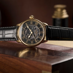 EARNSHAW LONGITUDE Automatic Skeleton Black Round Dial Men's Watch- ES-8807-02