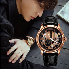 ARIES GOLD Aaron Yan Limited Edition Automatic Skeleton Watch with Sapphire Glass For Men- AAYAN1120 RG-BKRG