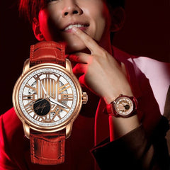ARIES GOLD Aaron Yan Limited Edition Automatic Skeleton Watch with Sapphire Glass For Men- AAYAN1120 RG-WRG-R