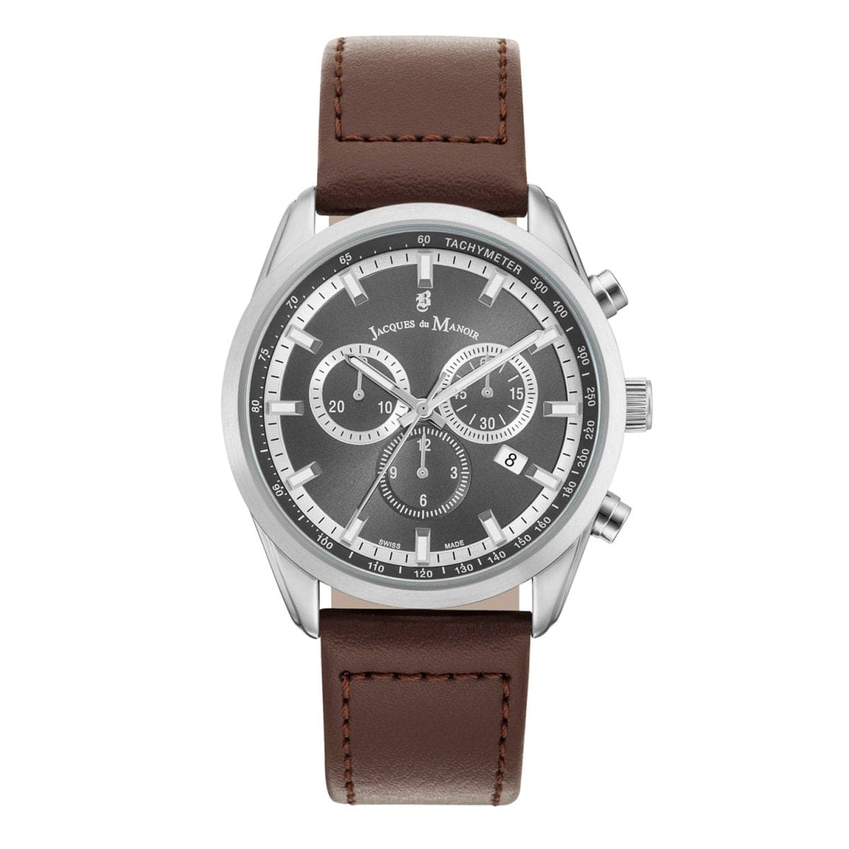 JACQUES DU MANOIR Apollo Swiss Made Chronograph Grey Round Dial Men's Watch- AP.02