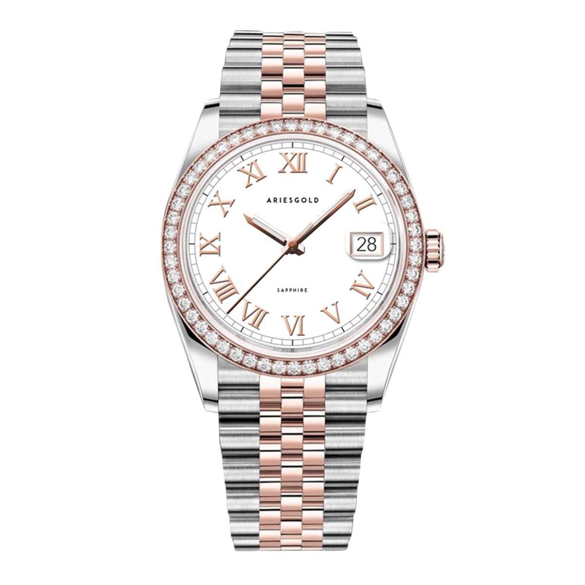 ARIES GOLD Heritage Crystals Watch with Sapphire Glass For Women- B 1069 2TR-RW