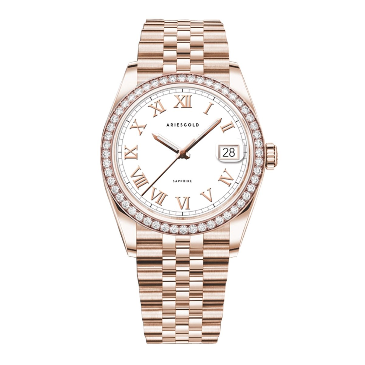 ARIES GOLD Heritage Crystals Watch with Sapphire Glass For Women- B 1069 RG-RW