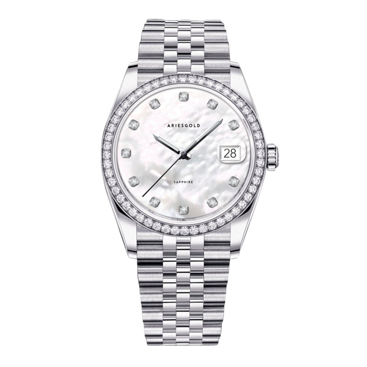 ARIES GOLD Heritage Crystals MOP Dial Watch with Sapphire Glass For Women- B 1069 S-MP