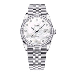 ARIES GOLD Heritage Crystals MOP Dial Watch with Sapphire Glass For Women- B 1069 S-MP