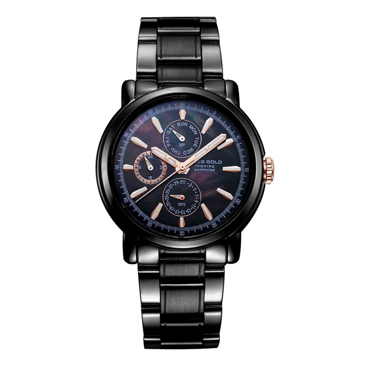 ARIES GOLD Contender Multifunction MOP Dial Watch with Sapphire Glass For Women- B 7302 BKR-BKRG