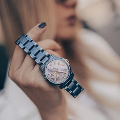 ARIES GOLD Contender Multifunction MOP Dial Watch with Sapphire Glass For Women- B 7302 BU-BURG