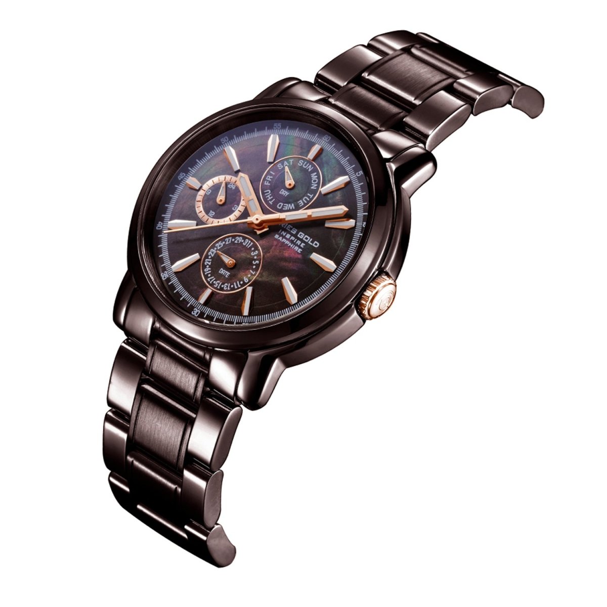 ARIES GOLD Contender Multifunction MOP Dial Watch with Sapphire Glass For Women- B 7302 CF-BKRG