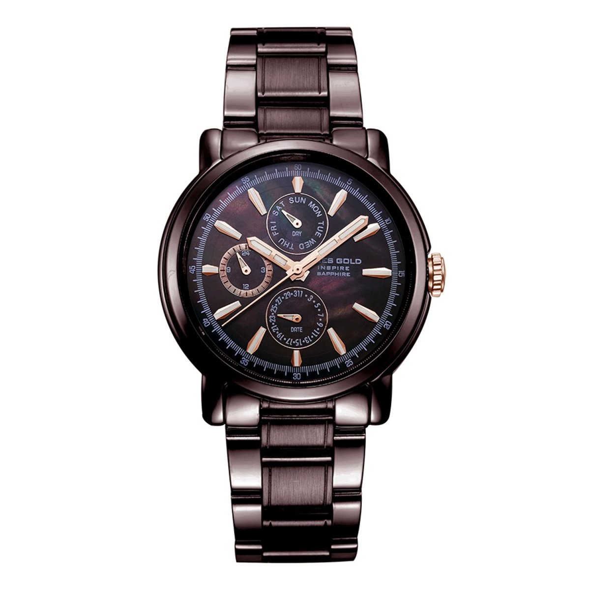 ARIES GOLD Contender Multifunction MOP Dial Watch with Sapphire Glass For Women- B 7302 CF-BKRG