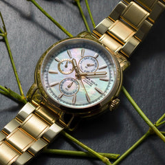 ARIES GOLD Contender Multifunction Watch with Sapphire Glass For Women- B 7302 G-MOP