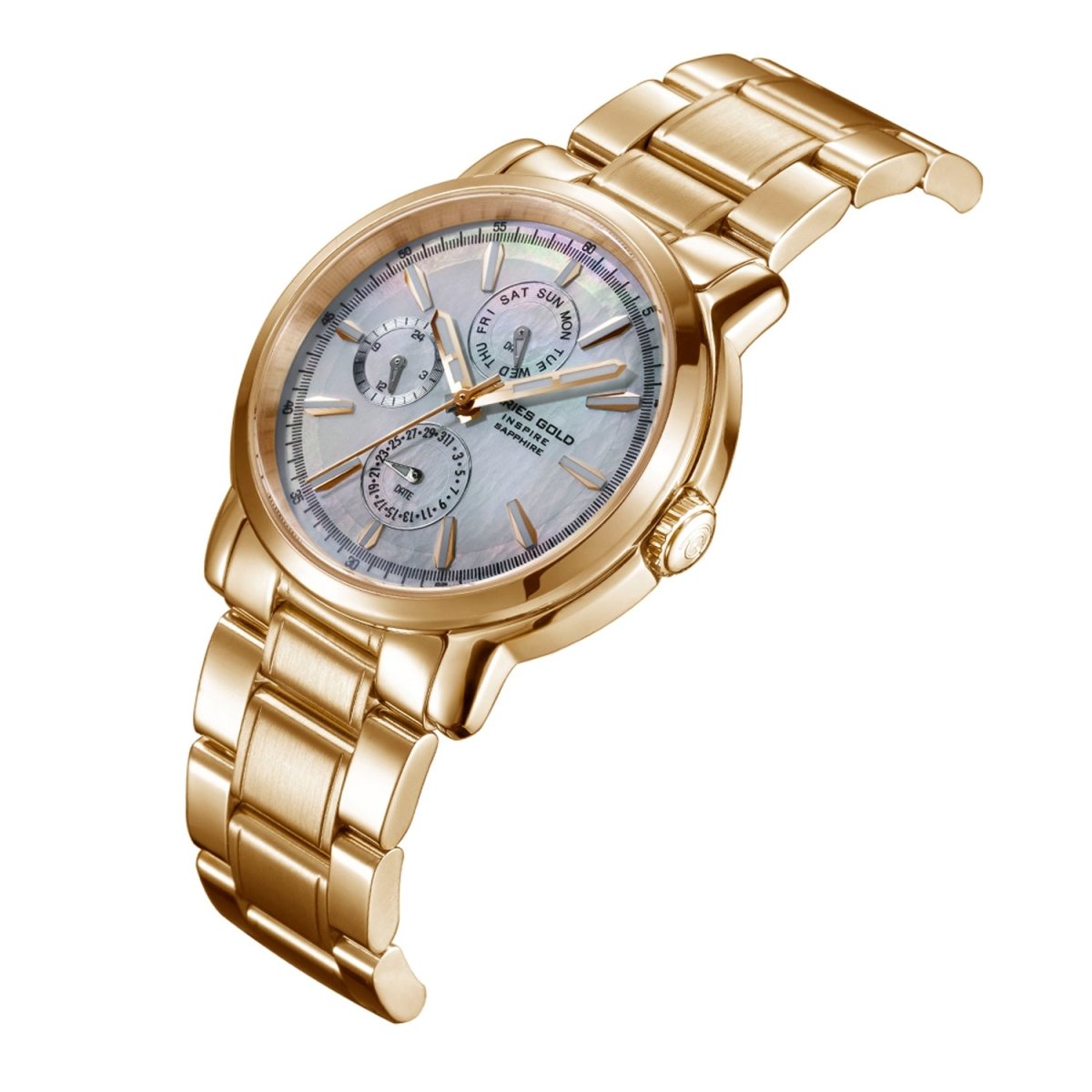 ARIES GOLD Contender Multifunction Watch with Sapphire Glass For Women- B 7302 G-MOP
