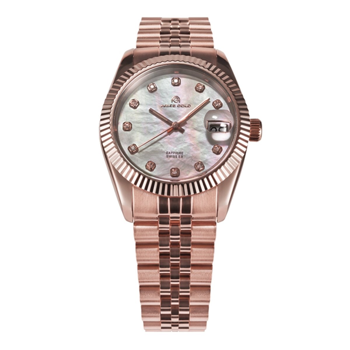 ARIES GOLD Heritage Swiss Quartz Crystals Watch with Sapphire Glass For Women- B R68Q FRD-MOP