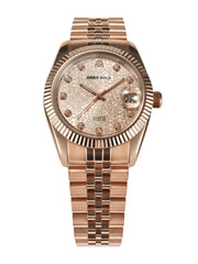 Aries Gold Heritage Swiss Quartz Rose Gold Crystal Round Dial Women's Watch - B R68Q FRD-RGC
