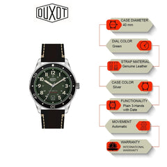 Duxot Velocita Automatic Green Round Dial Men's Watch - DX-2014-01
