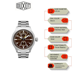 Duxot Altius Mechanical Automatic Brown Round Dial Men's Watch - DX-2020-33