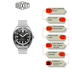 Duxot Tortuga Automatic Black Round Dial Men's Watch - DX-2026-11